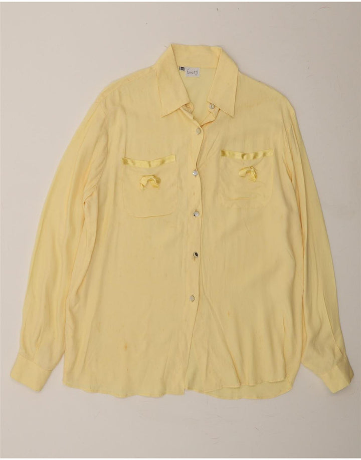 FERRETTI Womens Shirt Blouse IT 50 XL Yellow Silk Vintage Ferretti and Second-Hand Ferretti from Messina Hembry 