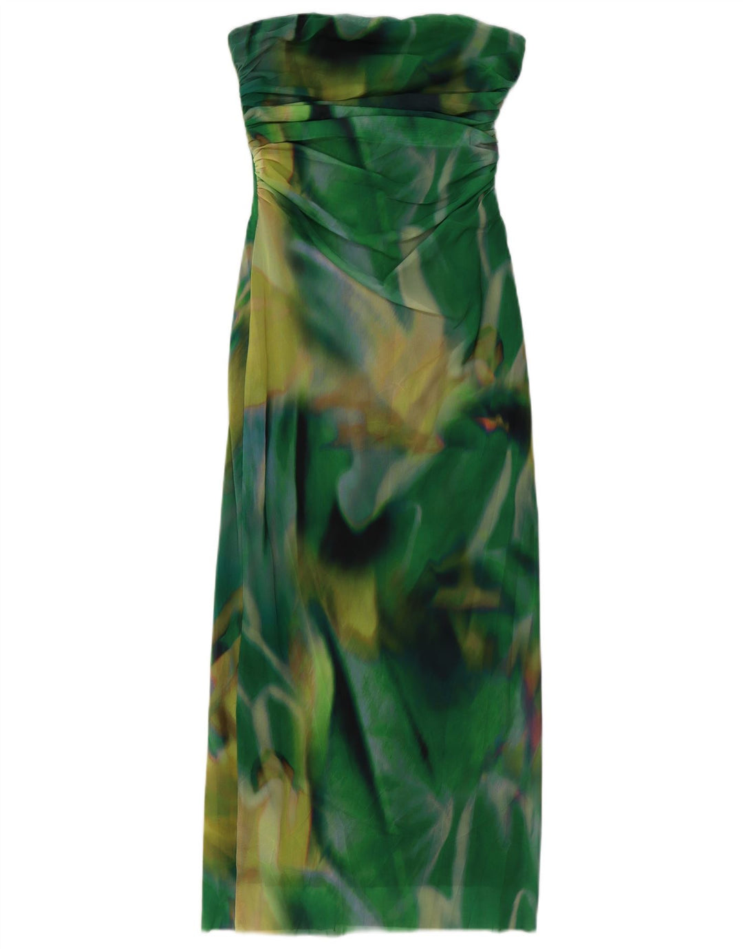 Rochie Maxi fără bretele pentru femei ZARA, cu model abstract, UK 12, verde mediu