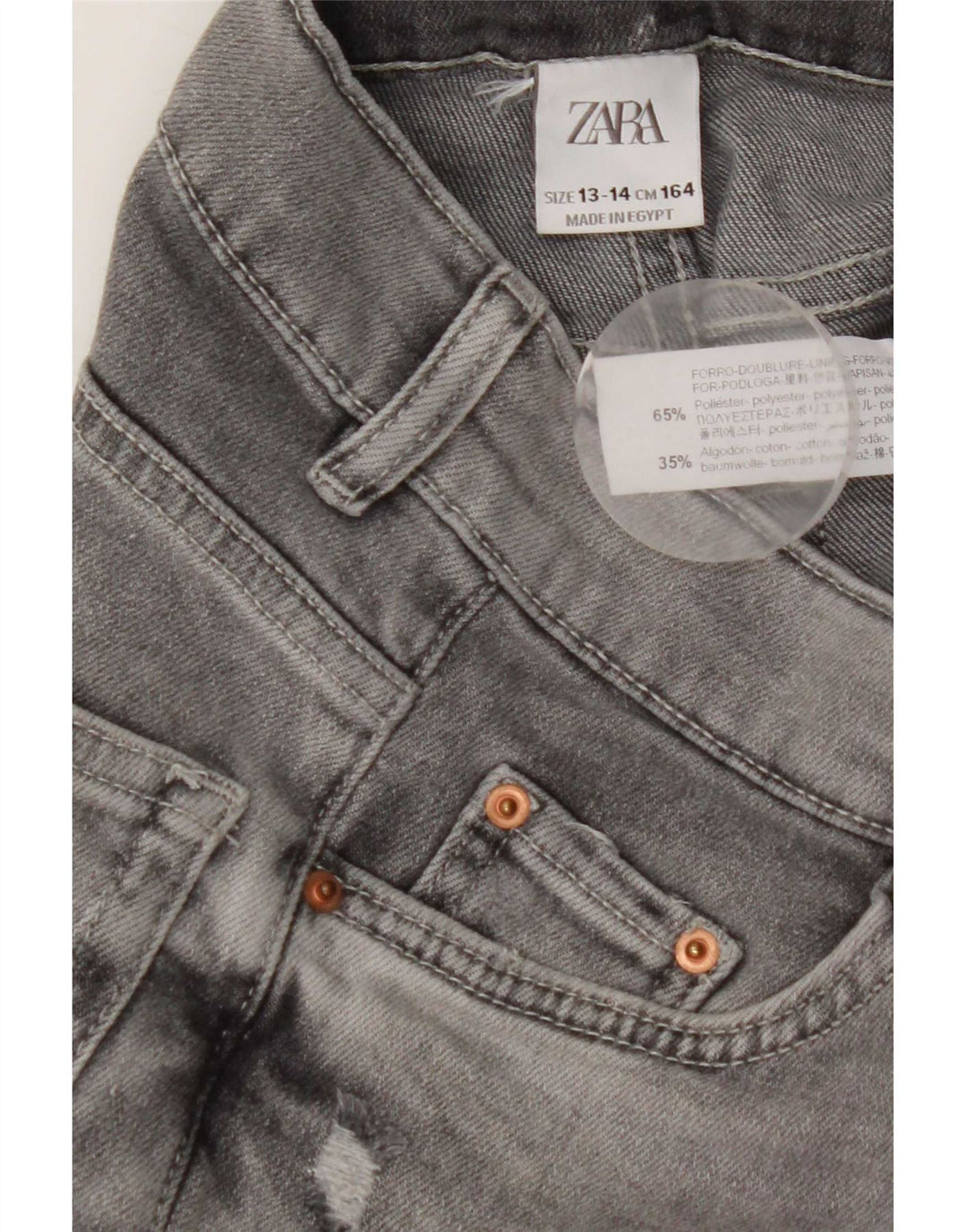 Pantaloni scurți din denim distressed pentru băieți Zara 13-14 ani W26 poliester gri