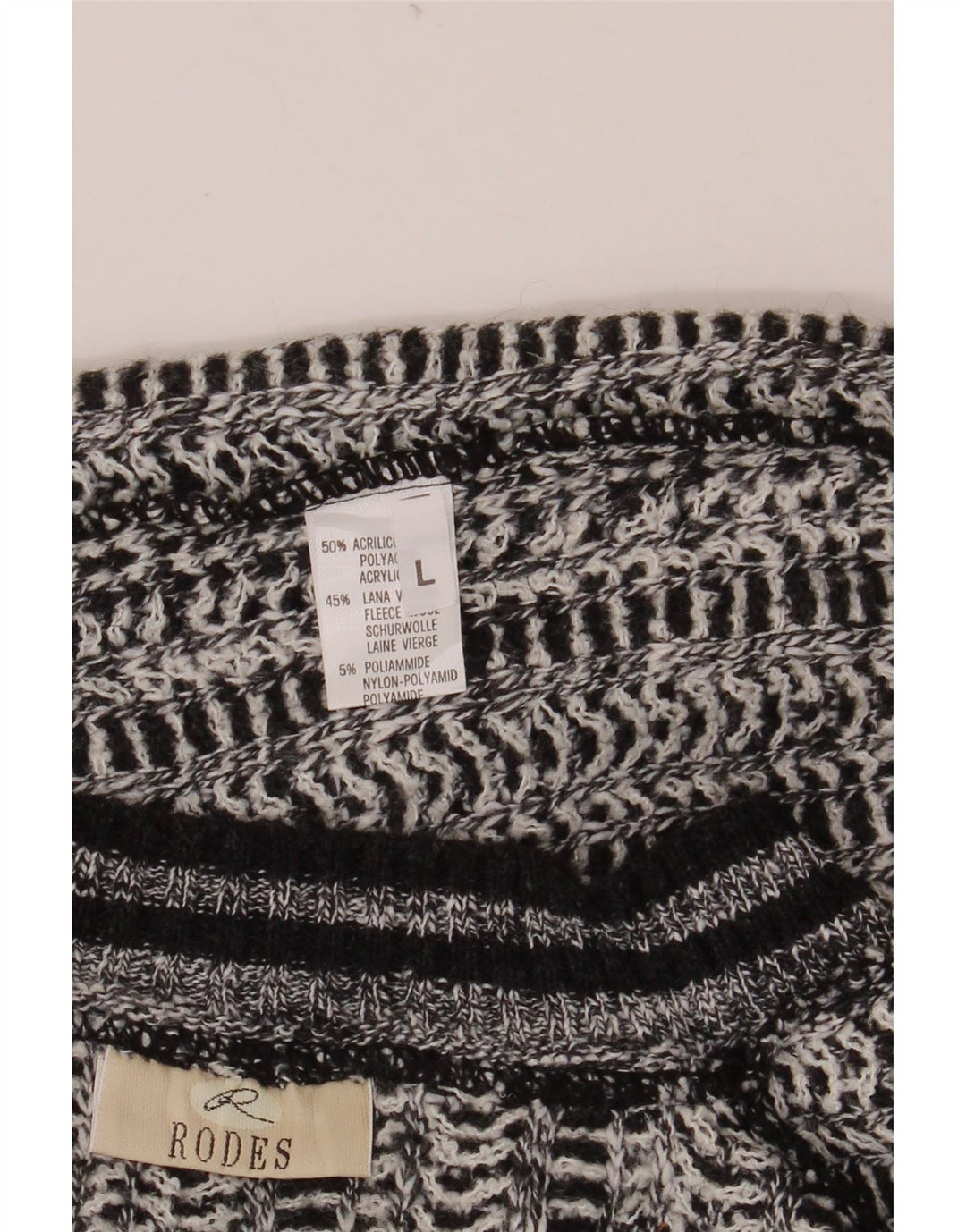 RODES Pulover cu decolteu în V pentru bărbați, mare, gri, cu dungi acrilice