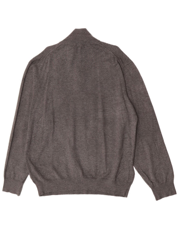 Pulover pentru bărbați Pierre Cardin, cu fermoar, cu gât, 2XL, gri, viscoză, clasic