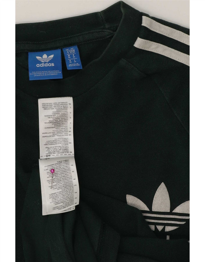 Top pentru bărbați Adidas cu mânecă lungă din bumbac verde mediu