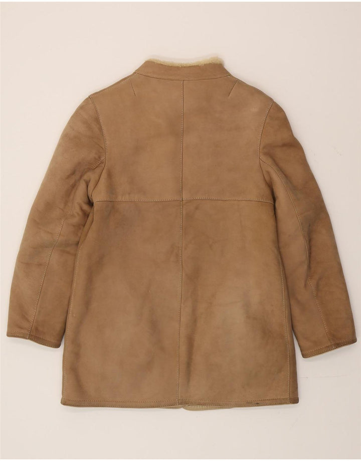 Palton din shearling vintage pentru femei IT 44 Bej mediu din shearling