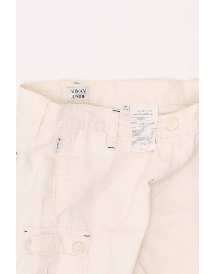 Armani Junior Pantaloni Cargo Băieți 7-8 Ani W24 Bumbac Alb