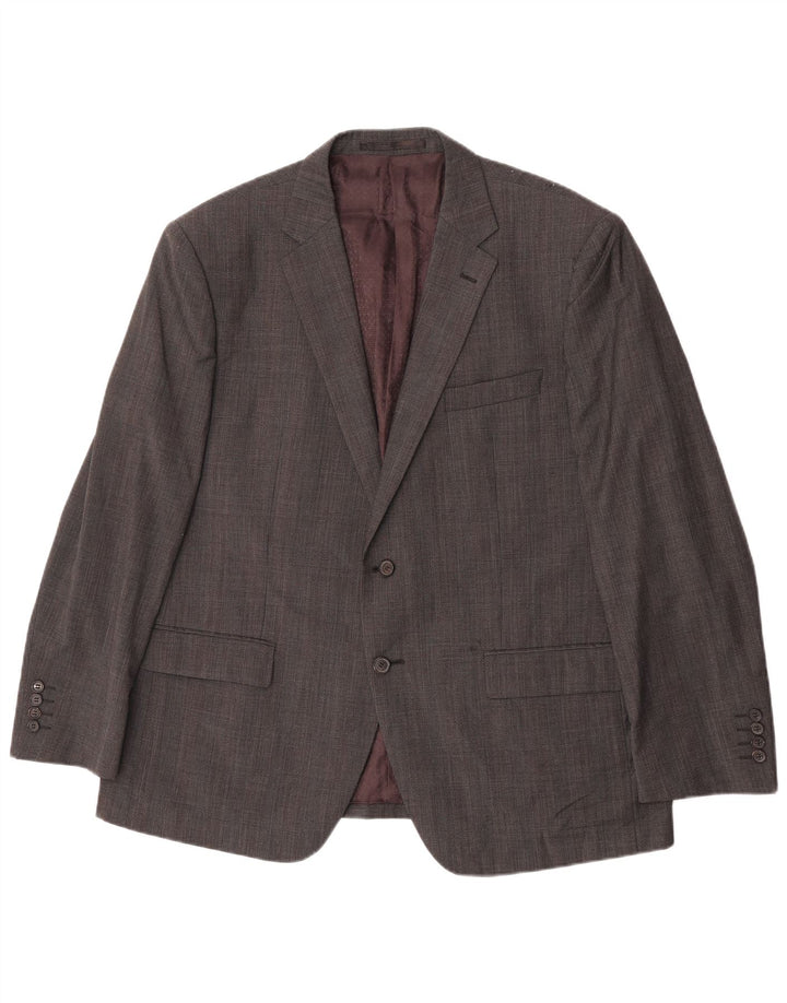 Jachetă pentru bărbați Marks & Spencer, cu 2 nasturi, UK 46 XL, lână cu carouri gri
