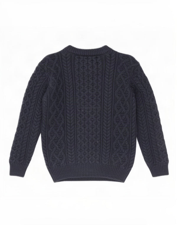 Aran Sweater Market Womens Boat Neck Jumper UK 6 XS Navy Blue