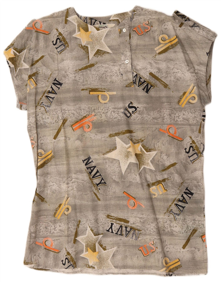 Bluză Ciao pentru femei cu model abstract militar, UK 16, mare, bumbac, gri