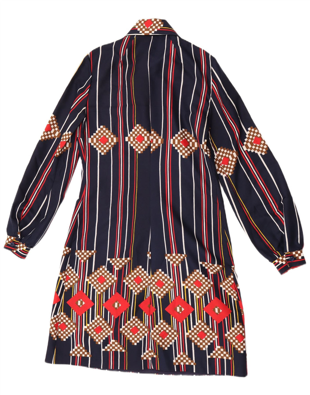 Rochie cămașă pulover vintage pentru femei UK 12 Medium bleumarin cu dungi
