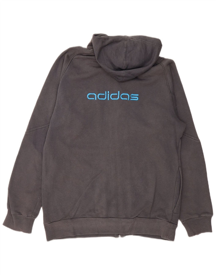 Pulover pentru bărbați ADIDAS Graphic Zip Hoodie, bumbac mediu gri