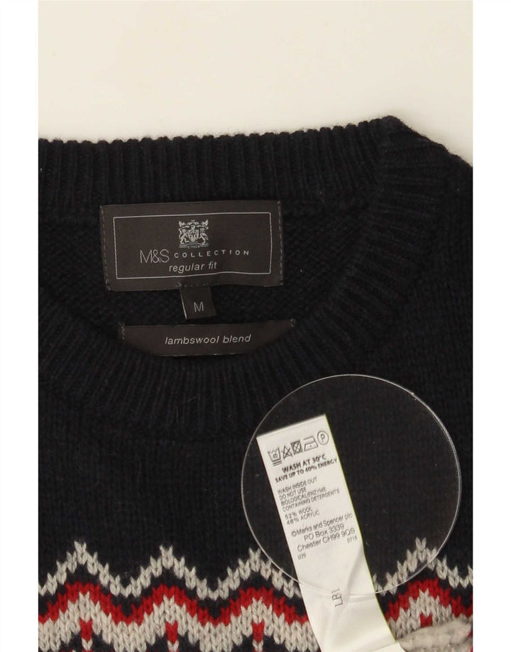 Pulover pentru bărbați Marks & Spencer, cu gât crew, mijlociu, gri Fair Isle