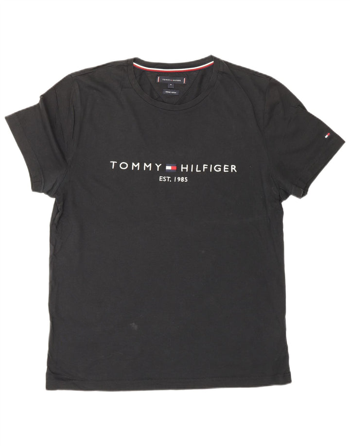 Tricou grafic Tommy Hilfiger pentru bărbați Top mediu din bumbac negru