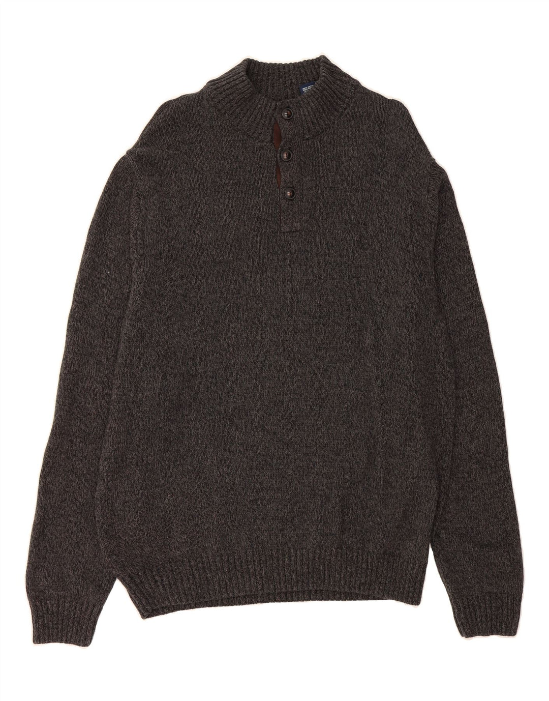 CHAPS Mens Button Neck Jumper Sweater Large Grey Cotton Vintage Chaps and Second-Hand Chaps from Messina Hembry 