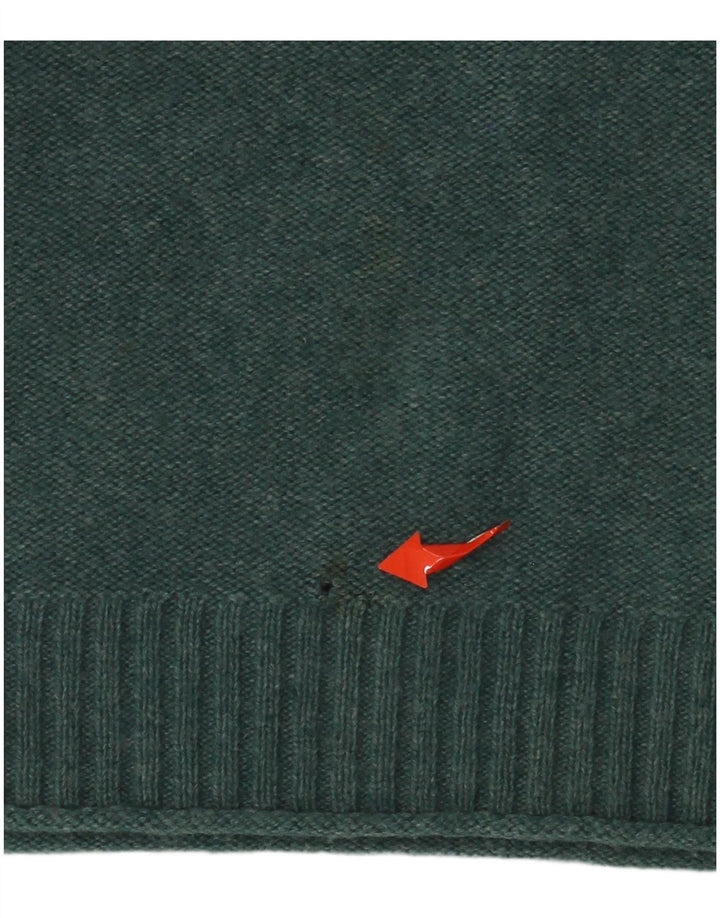 White Stuff Pulover cu decolteu în V pentru bărbați, lână de miel verde medie