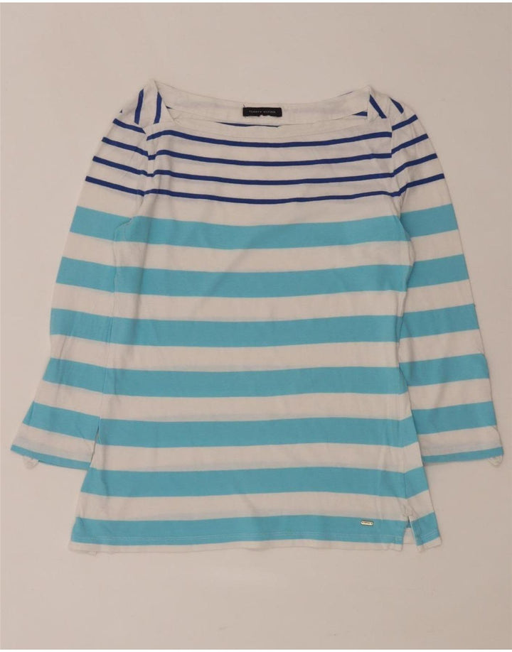 TOMMY HILFIGER Top pentru femei cu mâneci 3/4 UK 12 Medium Blue Striped
