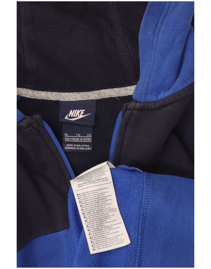Pulover NIKE pentru băieți, cu fermoar, 13-14 ani, XL, albastru, bumbac color bloc