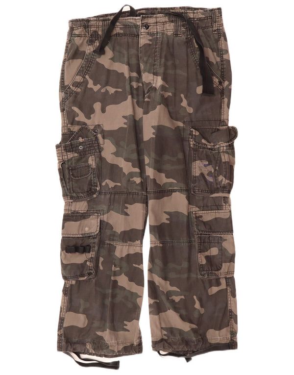 BRANDIT Mens Straight Cargo Trousers 2XL W38 L28 Grey Camouflage Cotton