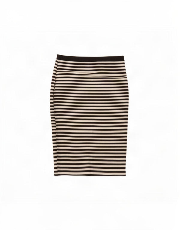 Fusta creion pentru femei Lipsy UK 10 Small W28 Black Striped Viscose