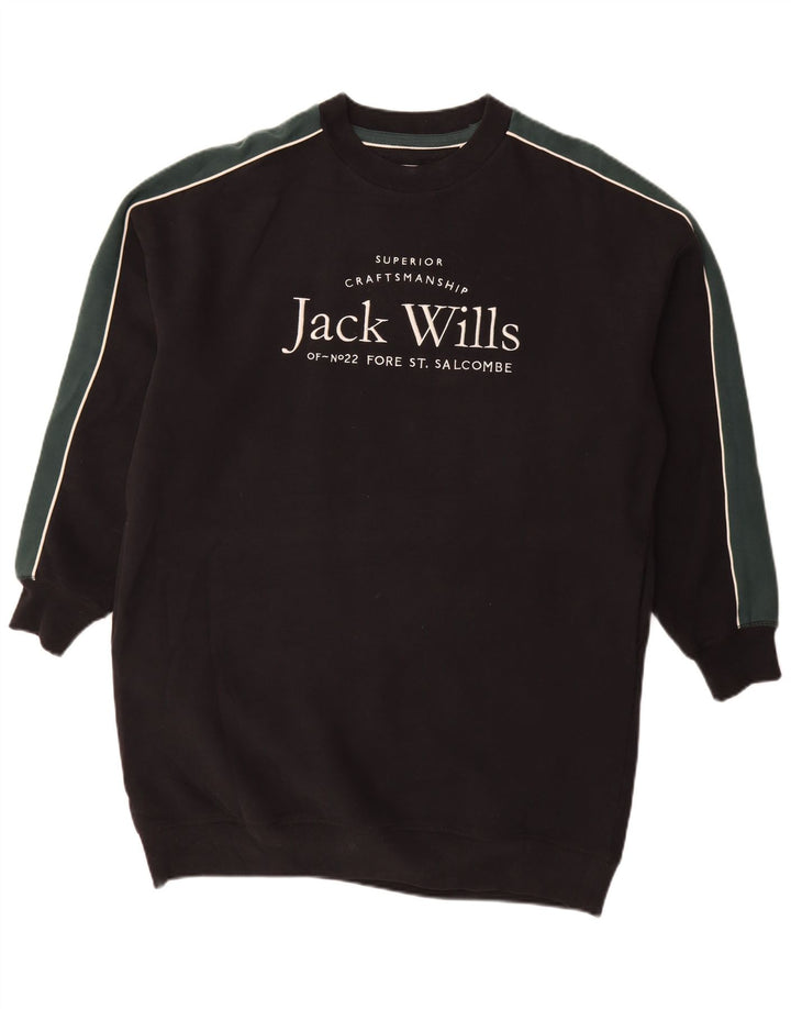 JACK WILLS Rochie cu pulover supradimensionat pentru femei UK 12 Medium Black