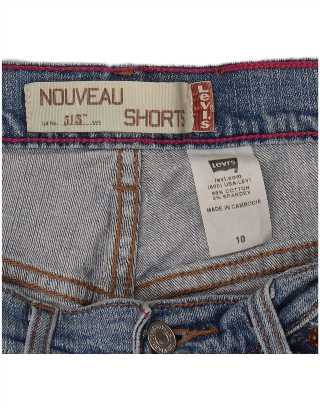 Pantaloni scurți din denim cu talie înaltă pentru femei LEVI'S 515 US 10 mari W30 bumbac albastru