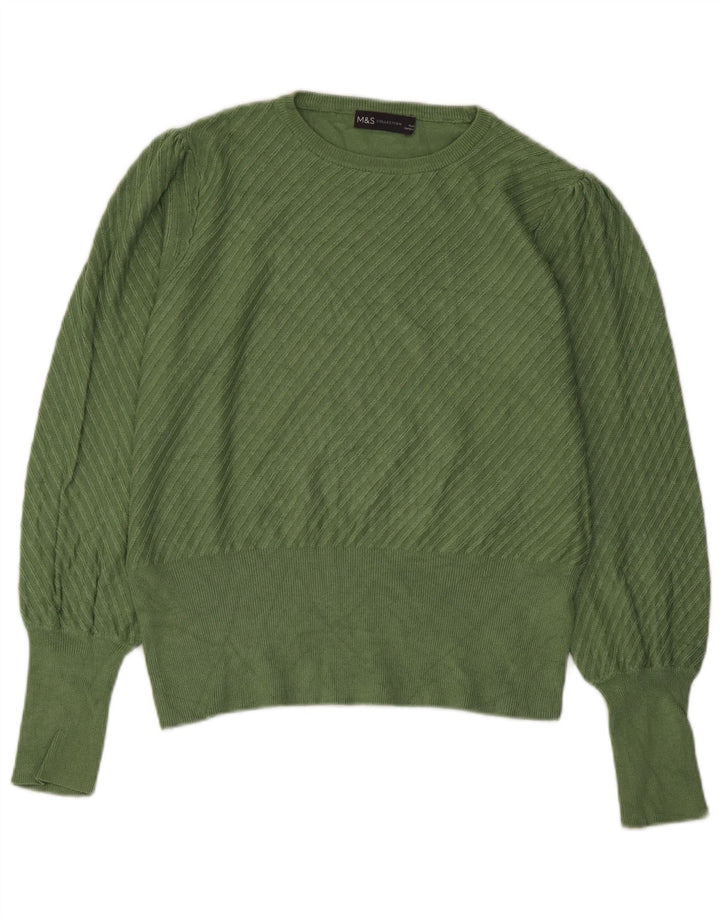 Pulover pentru femei Marks & Spencer Crop Boat Gât, UK 14 Medium Green