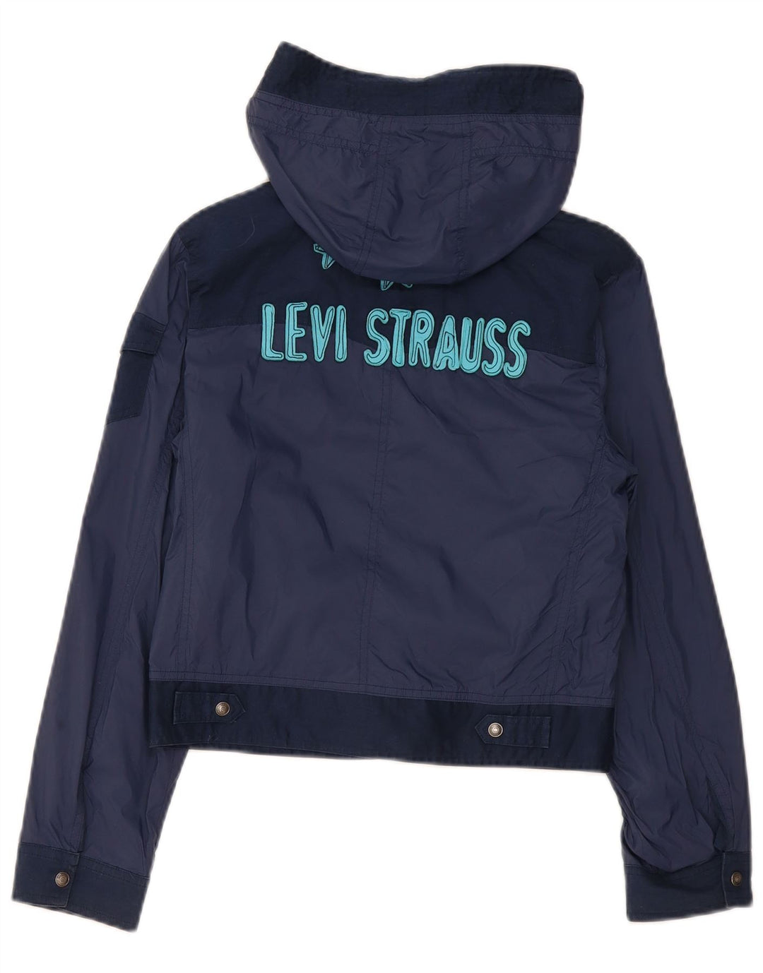 Jachetă bomber cu glugă cu grafică Levi's pentru băieți 11-12 ani, albastru bleumarin, color block