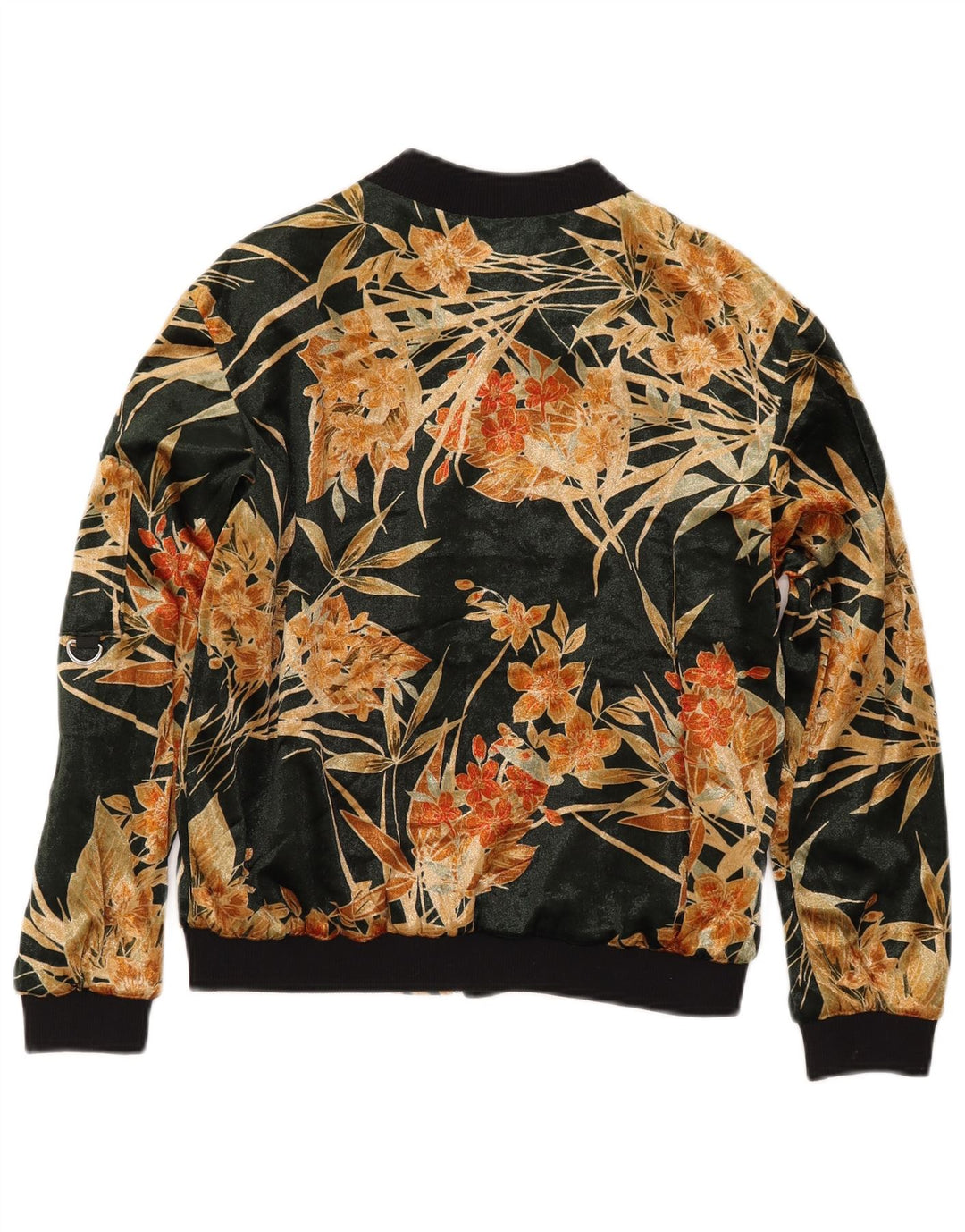 Bomber pentru femei ZARA UK 14, verde mediu, bumbac floral