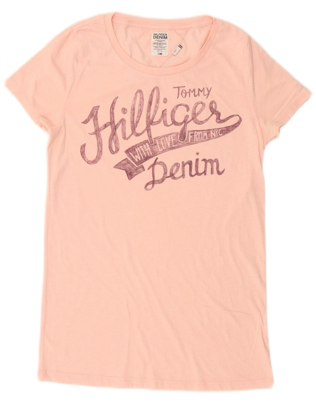 TOMMY HILFIGER Tricou cu grafic pentru femei Top UK 14 Large Pink