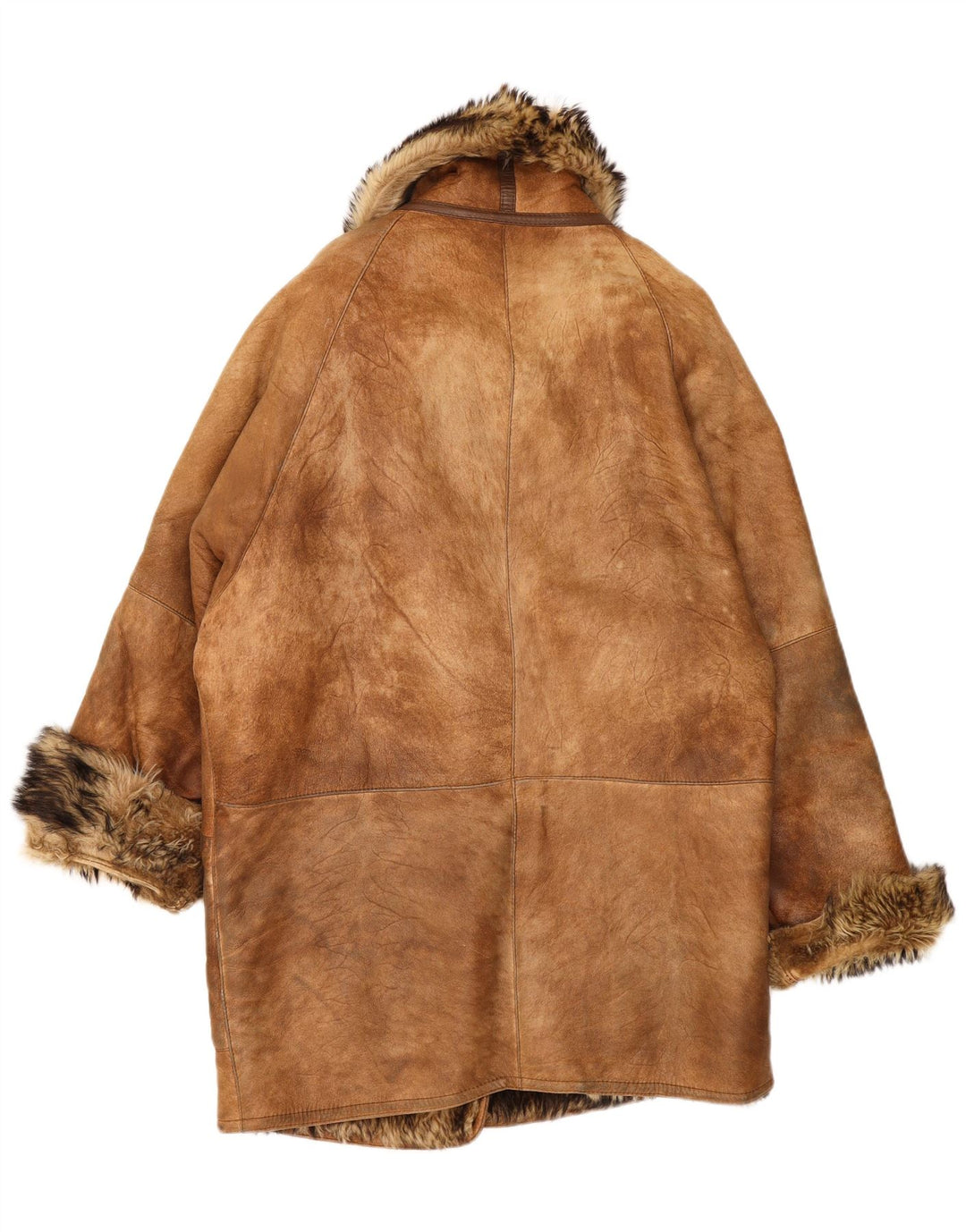 Palton supradimensionat din shearling pentru femei Mabrun IT 44 maro mediu din shearling