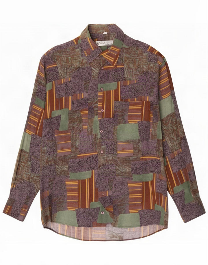 Angelo Litrico Cămașă bărbați mare, multicoloră, patchwork, viscoză