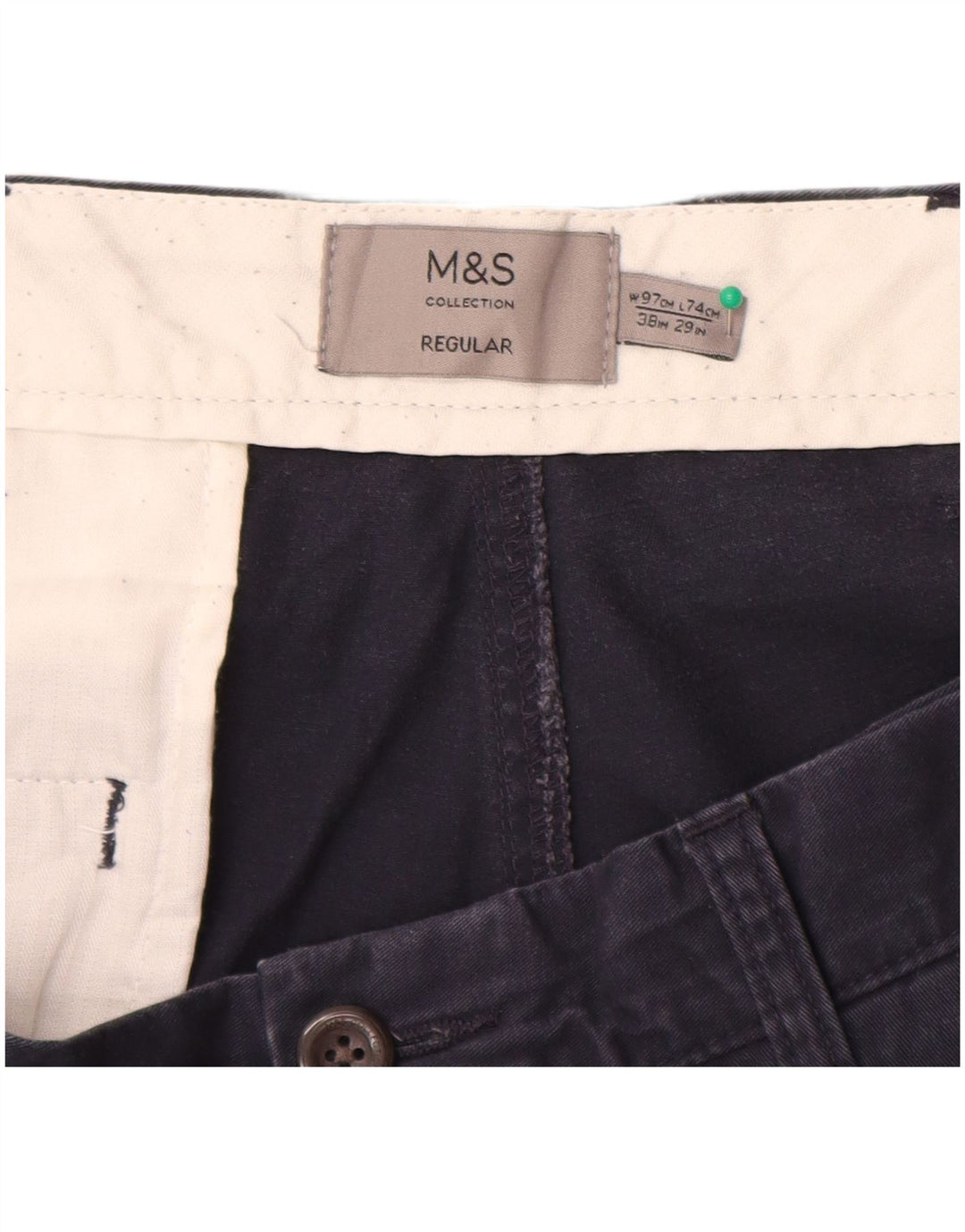 Pantaloni chino obișnuiți, drepti, pentru bărbați Marks & Spencer, L38 L29, bleumarin