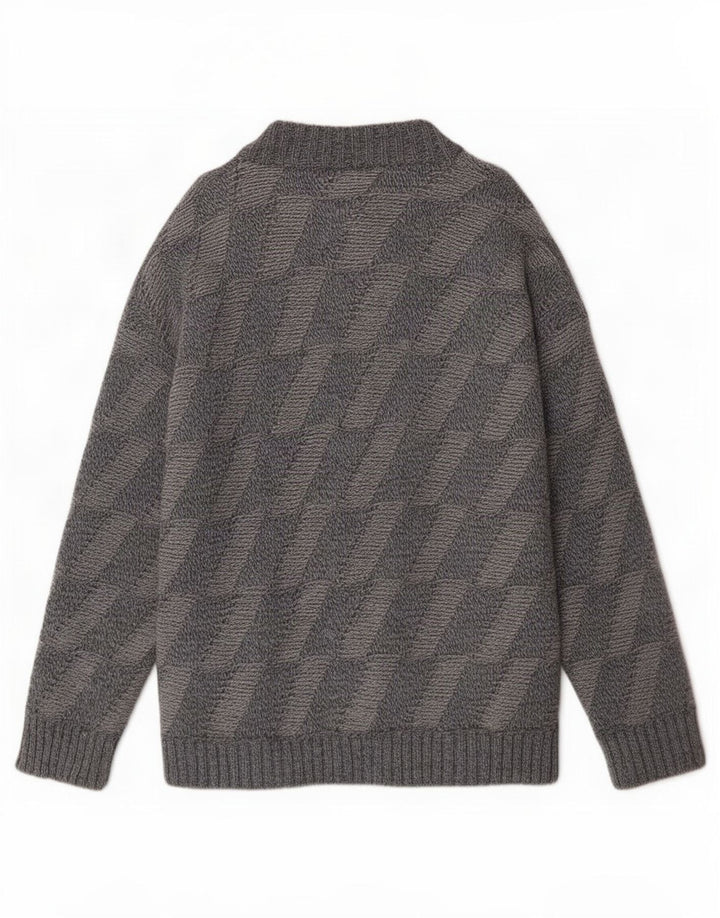 Cardigan Vintage pentru bărbați, mare, albastru, geometric