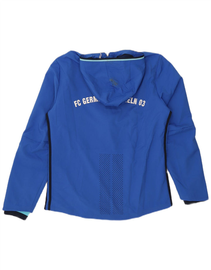 Jachetă de trening cu glugă grafică Adidas pentru bărbați, poliester albastru mediu