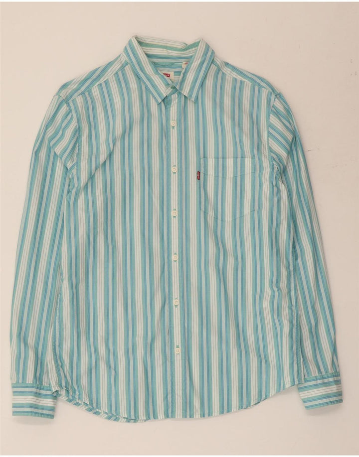Cămașă standard Levi's pentru bărbați, bumbac cu dungi albastre medii