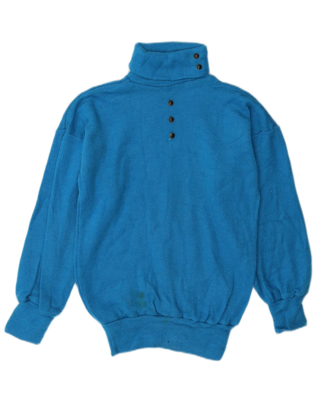 Pulover vintage pentru femei cu gât rulat, UK 14, albastru mediu