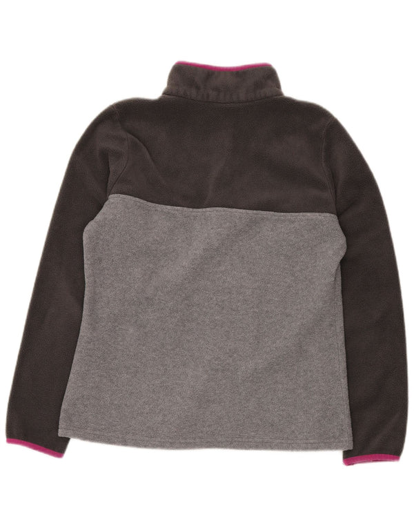 Pulover pentru femei COLUMBIA, cu gât cu nasturi, fleece UK 14, gri mediu, bloc de culoare