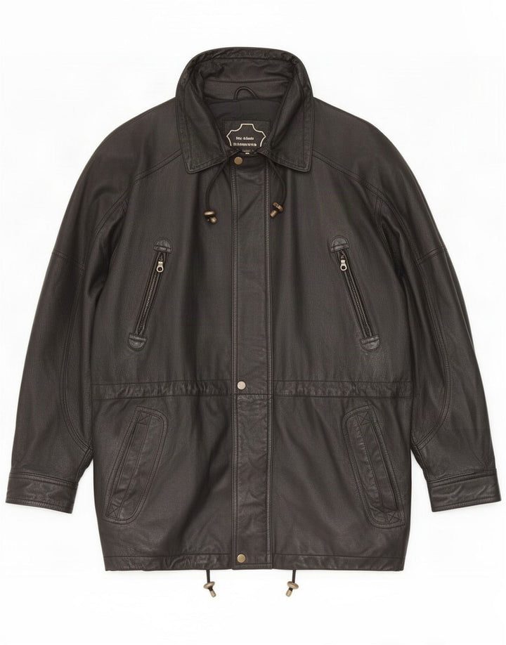 Spirit Mens Leather Coat EU 46 Small Black Classic