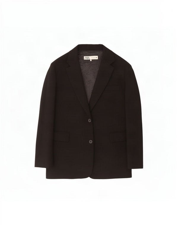 Jachetă Blazer pentru femei Zara cu 2 nasturi UK 14 Medium Black Viscose