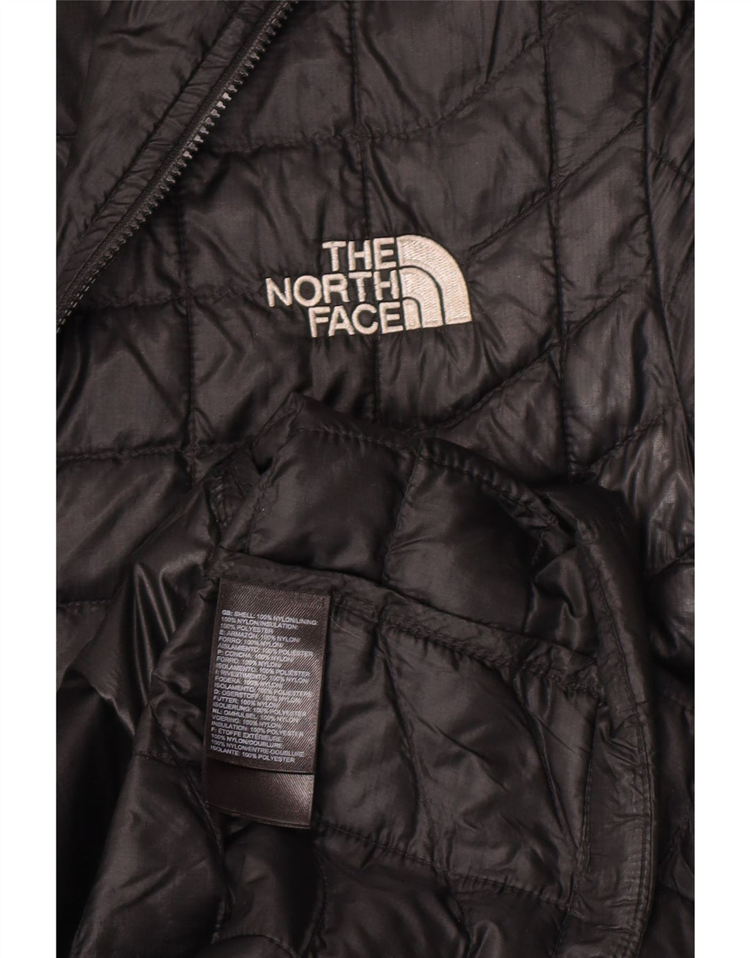 Jachetă căptușită cu glugă The North Face pentru femei UK 14 Medium Black Nylon