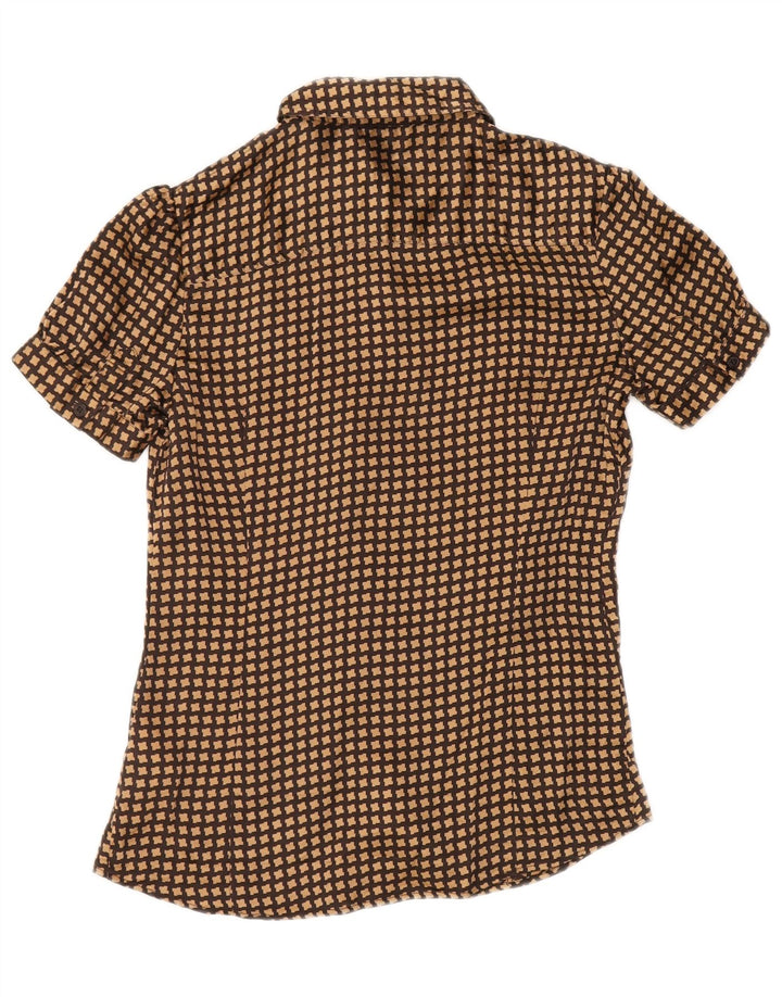 BEN SHERMAN Bluză cămașă pentru femei UK 12 Medium Brown Houndstooth