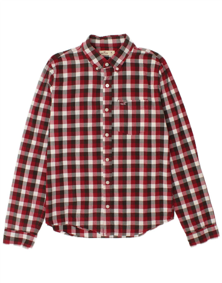 HOLLISTER Mens Flannel Shirt Medium Red Check Cotton