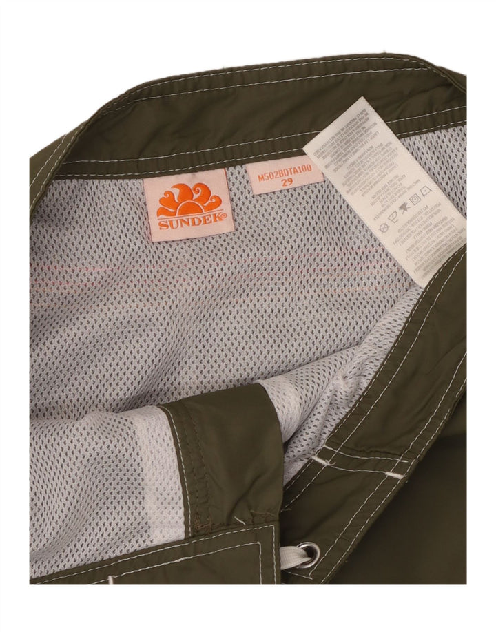 Sundek Pantaloni scurți de înot pentru bărbați, nailon cu dungi mici kaki