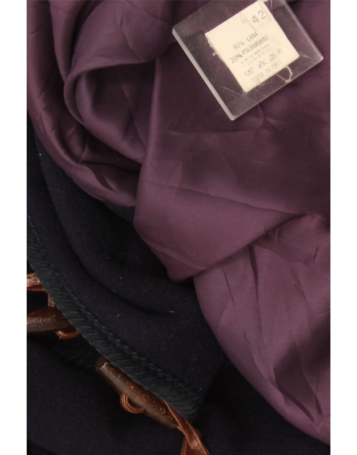 Duffle Coat supradimensionat pentru femei Vintage cu glugă IT 42 Mediu Lână bleumarin