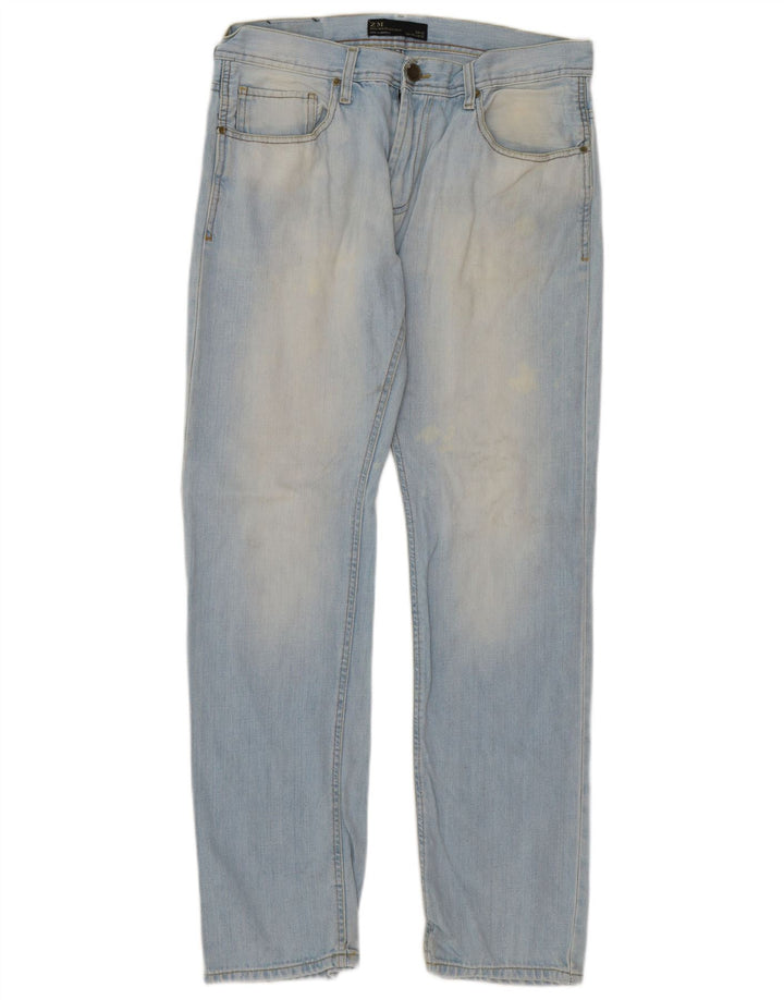 Blugi drepți pentru bărbați Zara EU 42 Large W32 L32 Albastru