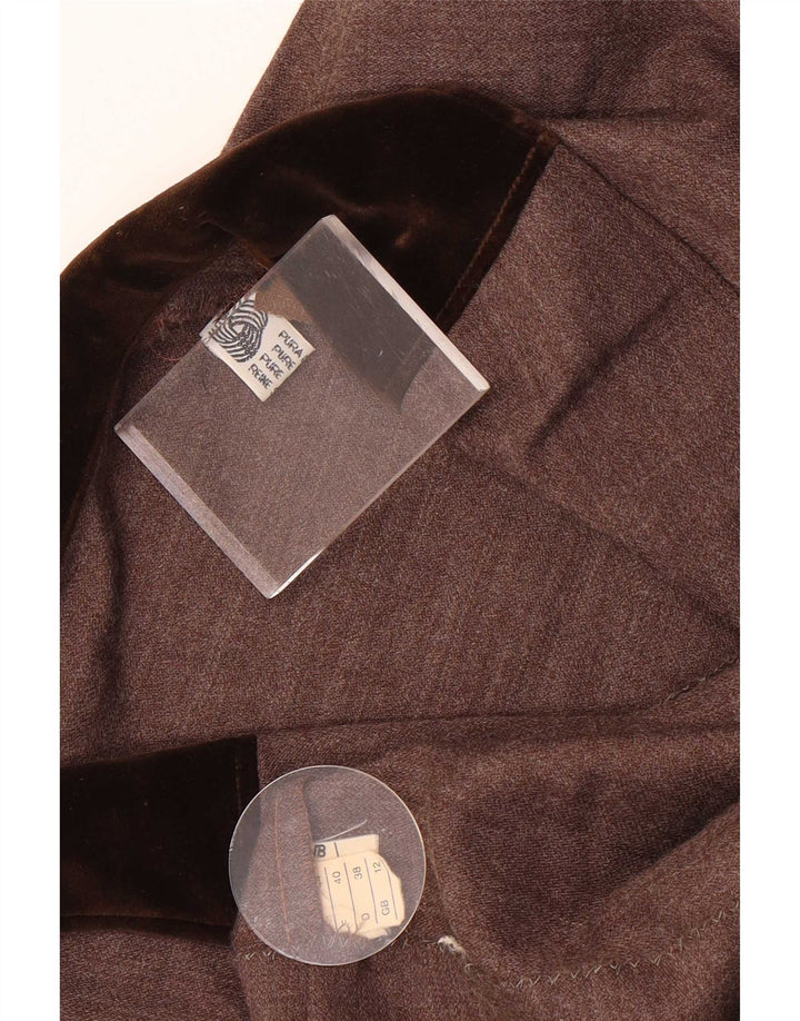 Rochie cămașă vintage pentru femei UK 12 Lână maro medie