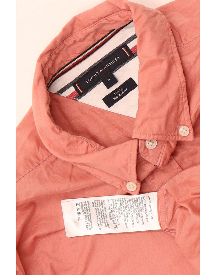 Cămașă TOMMY HILFIGER pentru bărbați, bumbac, culoarea normală, roz mediu