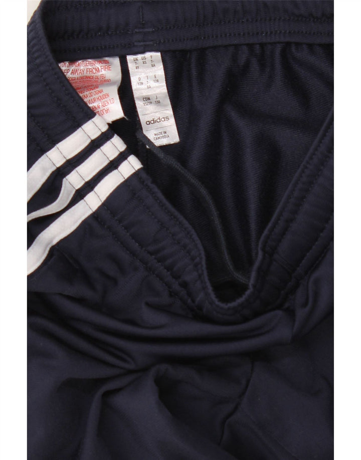 ADIDAS Boys Tracksuit Trousers 7-8 Years Navy Blue Polyester