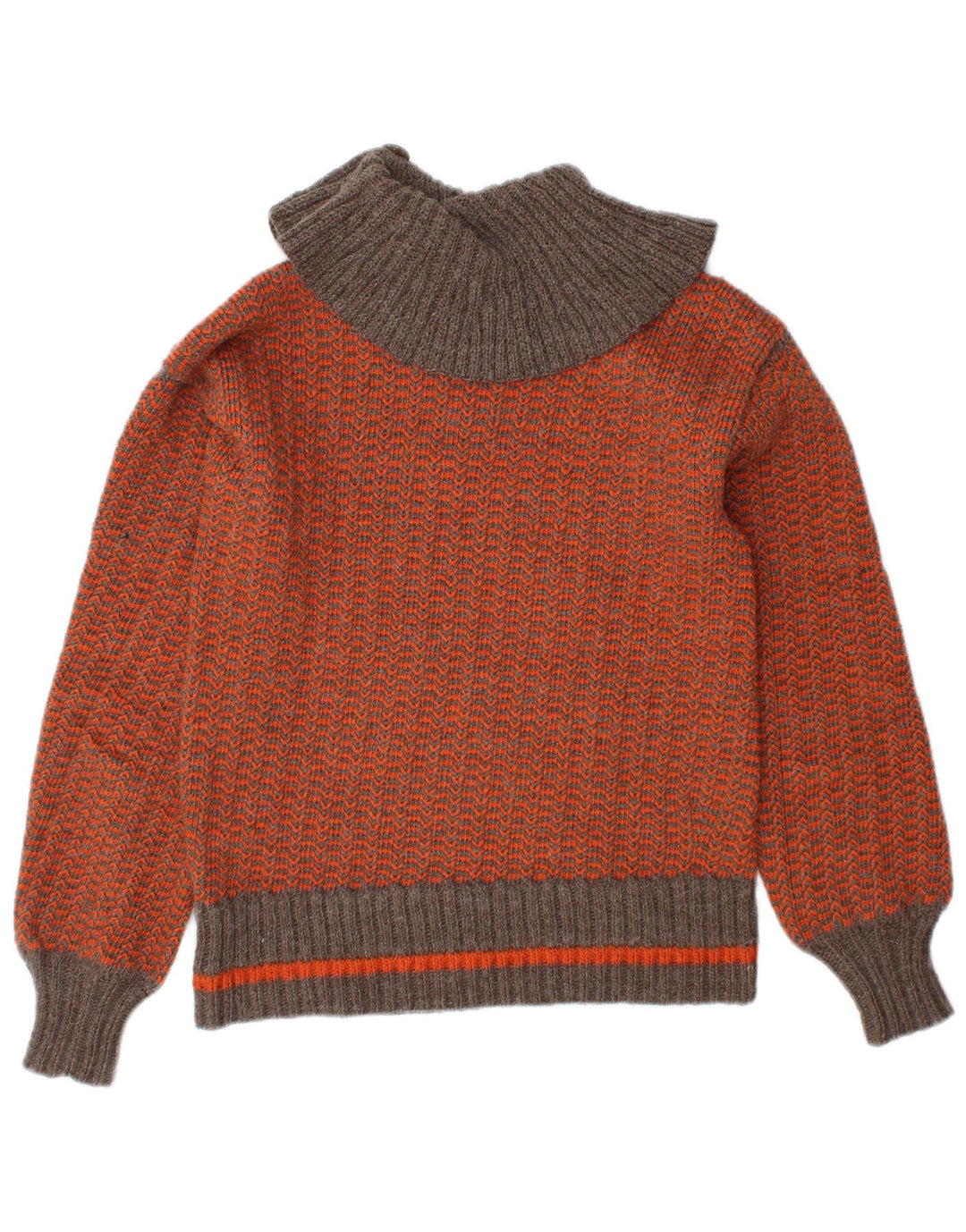 VINTAGE Pulover cu gât rulat pentru femei UK 10 Small Orange Chevron