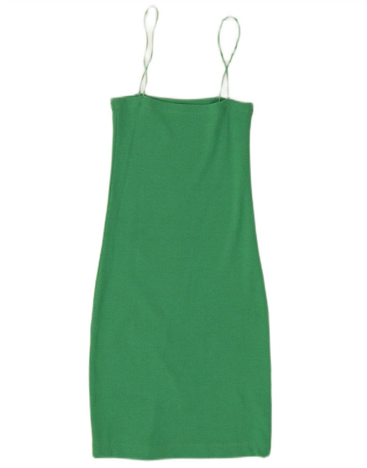 ZARA Womens Slip Dress UK 12 Medium Green Cotton