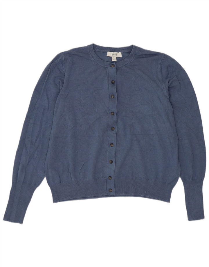 Marks & Spencer Pulover Crop Cardigan pentru Damă UK 16 Large Blue Viscose