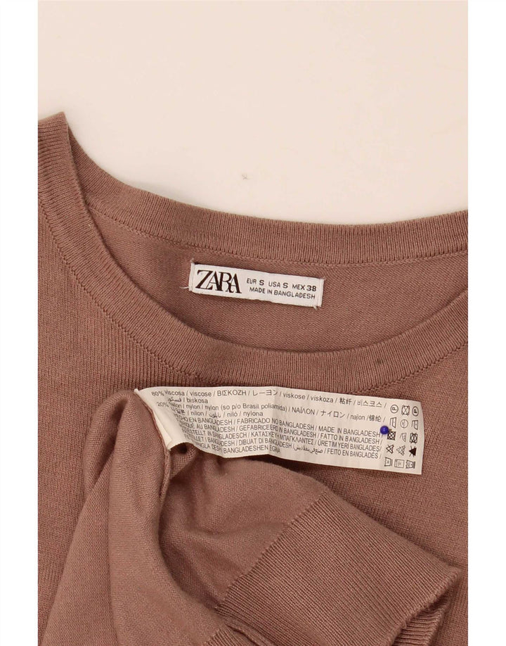 Pulover pentru bărbați Zara, cu gât de barcă, mic, bej, viscoză